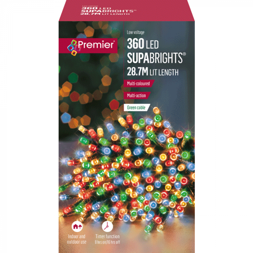 360 LED SupaBrights 28.7m LIT Length (C26) - Multi-Coloured