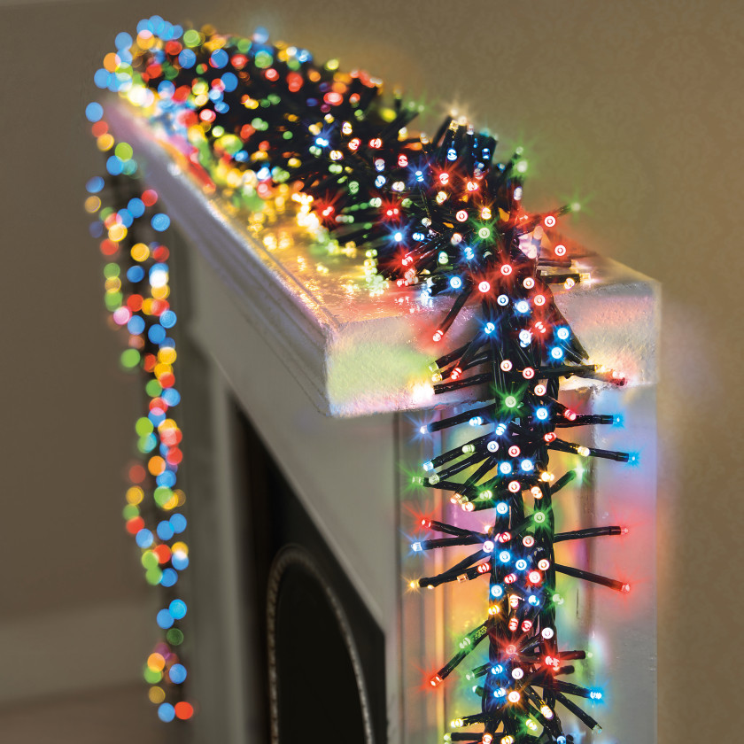 720 Multi Action LED Cluster Christmas Lights with Timer - Multi-Coloured