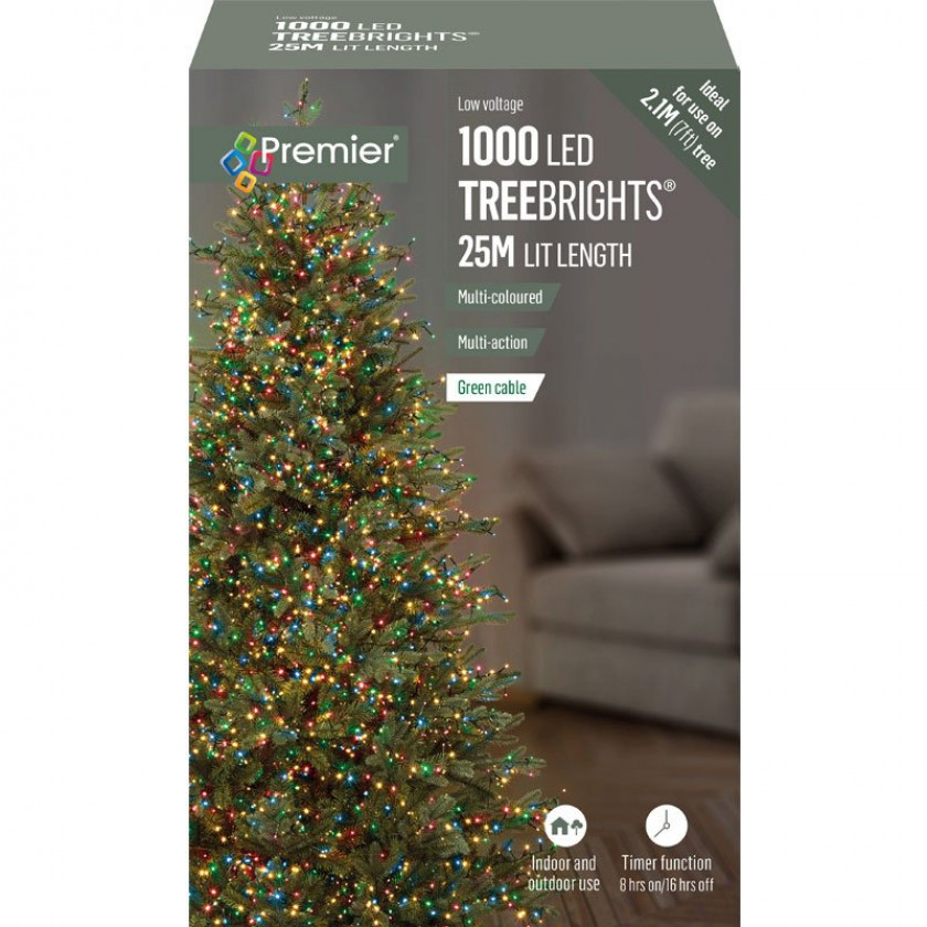 1000 Premier LED TreeBrights Christmas Tree Lights Multi (C27)