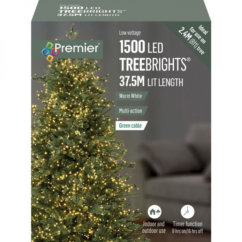 1500 Premier LED TreeBrights Christmas Tree Lights - Warm White (C27)