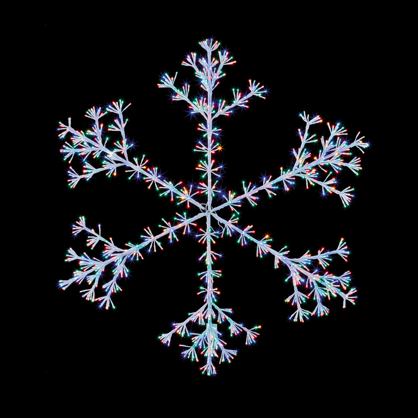 1.5m White Starburst Snowflake with 1080 Multi-Coloured & Vintage Gold LED Lights