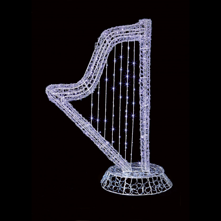 130 Twinkling LEDs Soft Acrylic Harp 1.14m- White