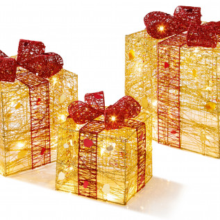 3 piece gold red parcels led