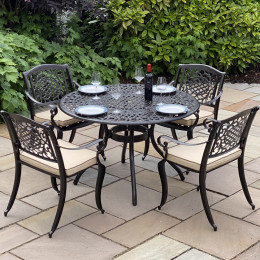 Toulouse 4 seat set with 122cm round table bronze