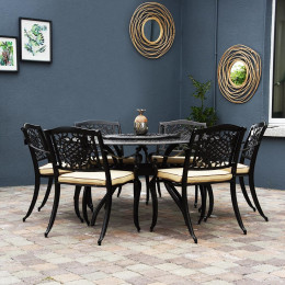 Toulouse 6 seat set with 150cm round table lazy susan bronze