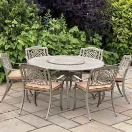 Toulouse 6 seat set with round table oatmeal