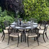Toulouse 8 seater set with round table lazy susan bronze