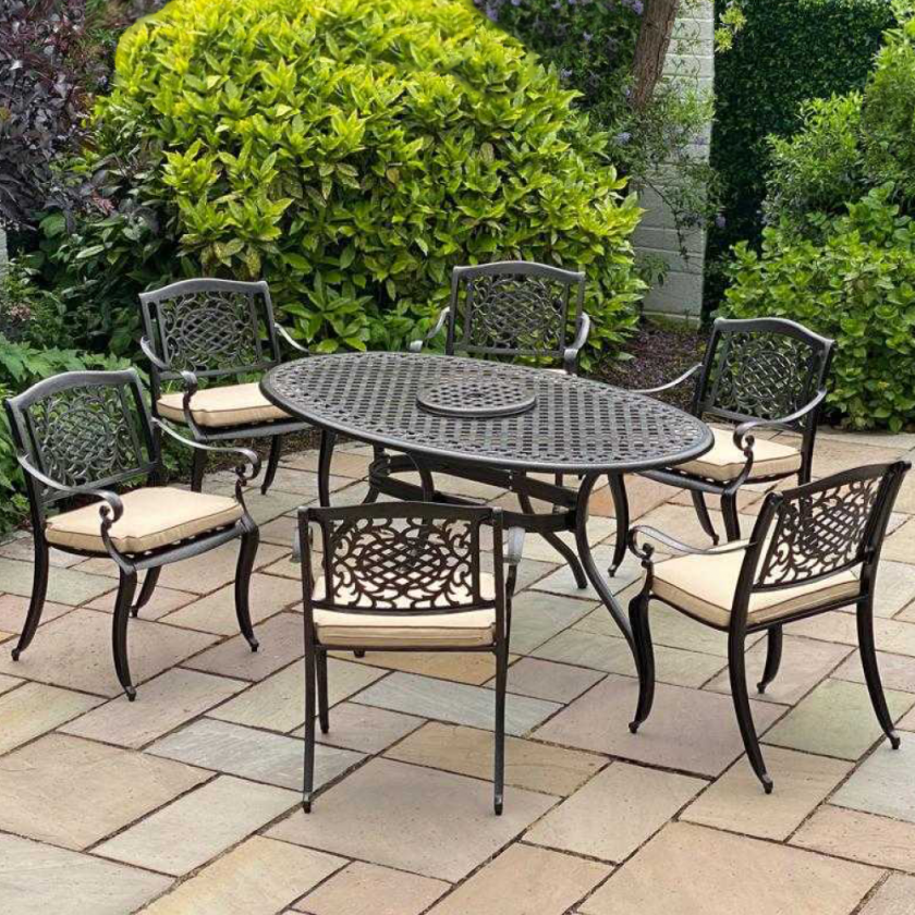 Toulouse - 6 Seater Oval Set with Lazy Susan (Bronze)