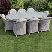 Sepino 8 seater set with oval table lazy susan light grey