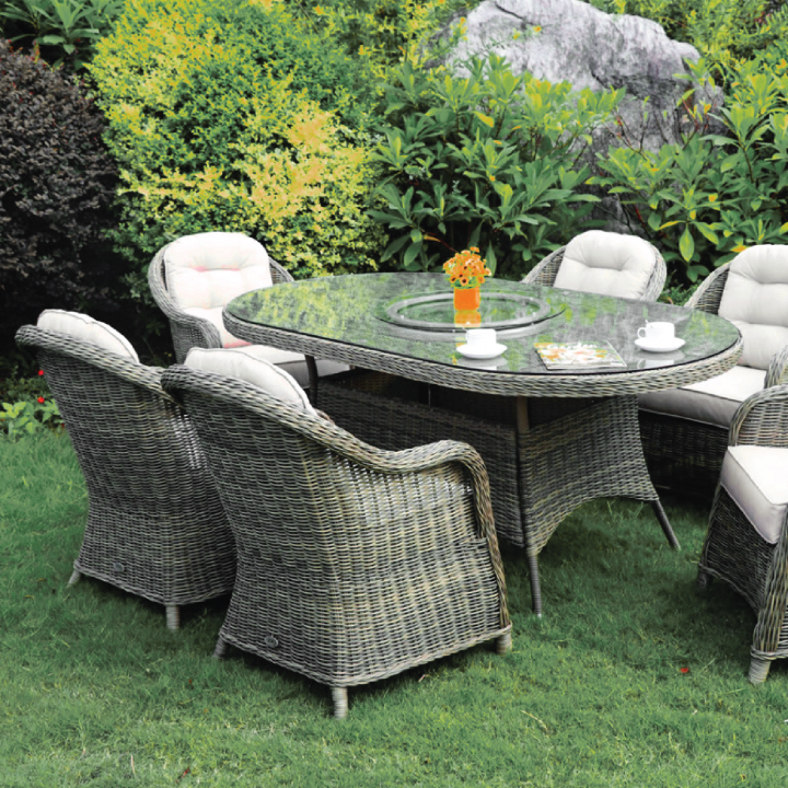 Sepino 6 seat oval dining set w l susan