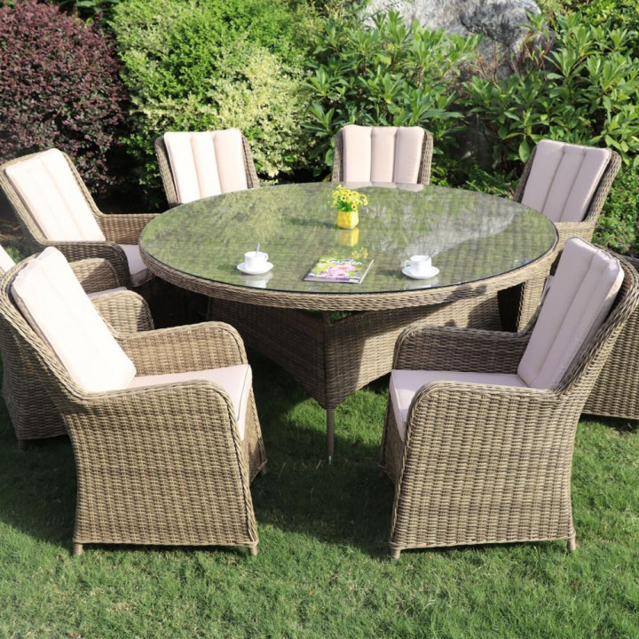 Verona 8 seat round dining set w lsusan