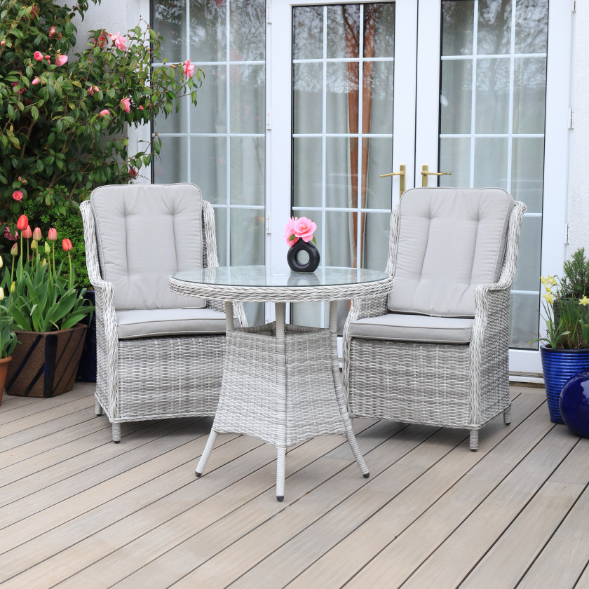 Bordeaux Rattan - Bistro Set (White Washed)