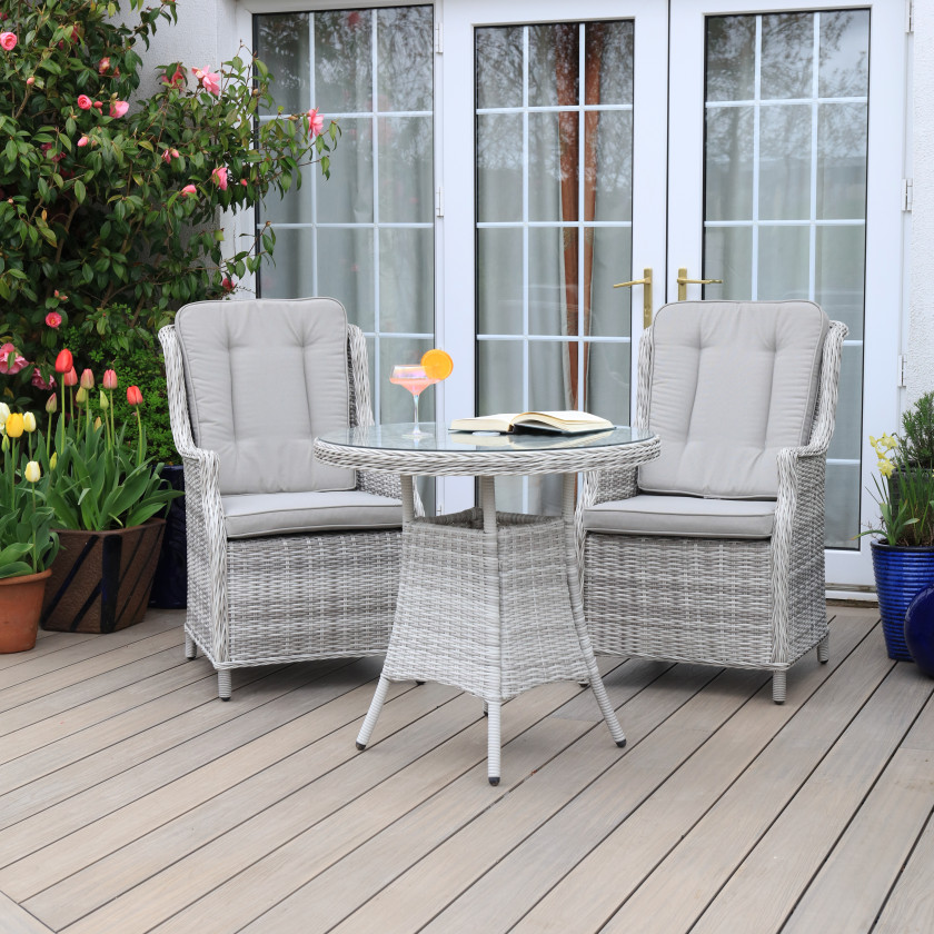 Bordeaux Rattan - Bistro Set (White Washed)