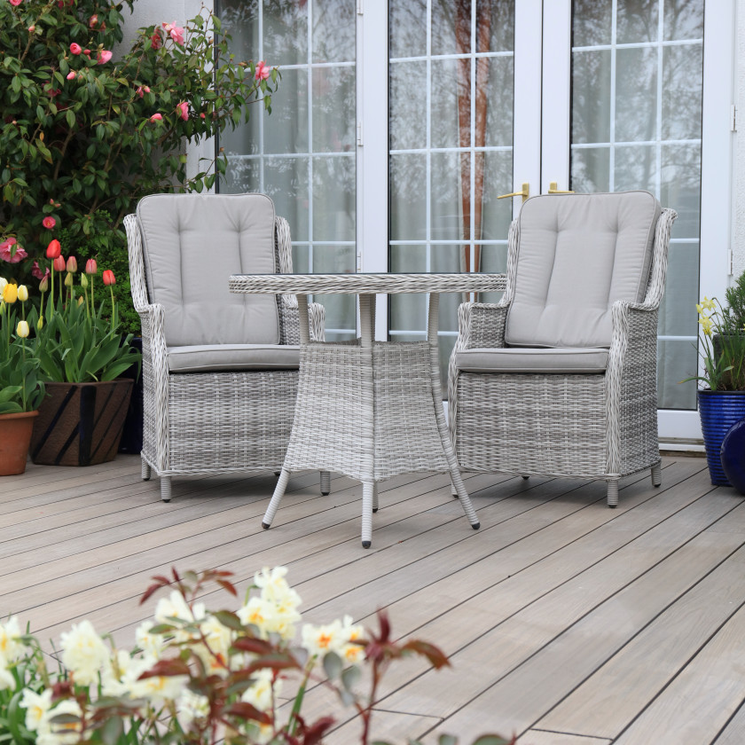 Bordeaux Rattan - Bistro Set (White Washed)