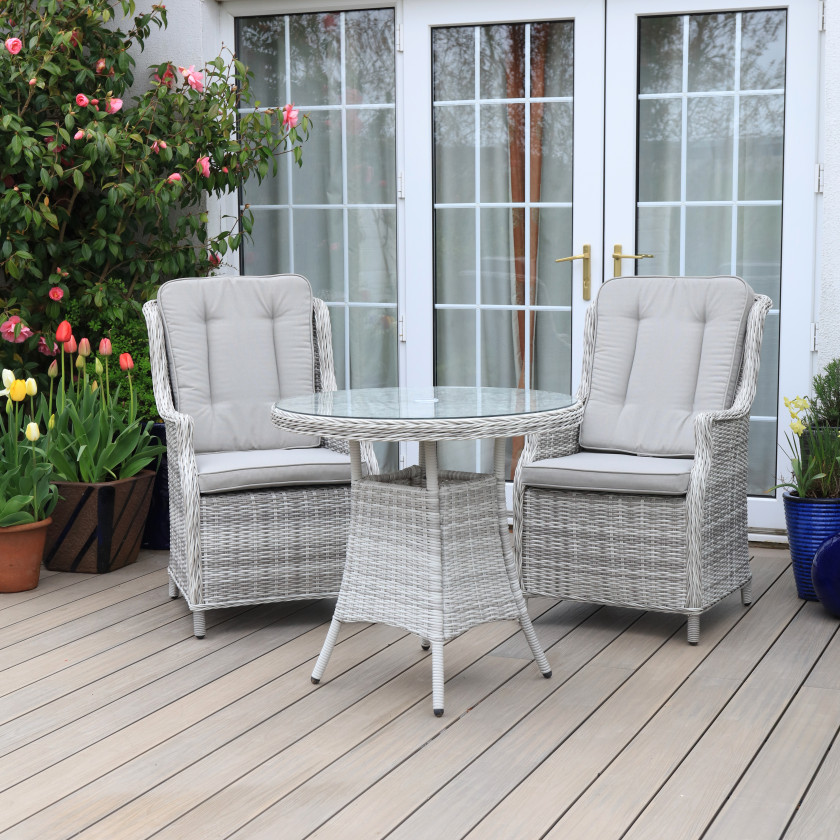 Bordeaux Rattan - Bistro Set (White Washed)