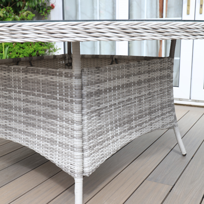 Bordeaux Rattan - 8 Seater Set with 165 cm Round Table (White Washed)