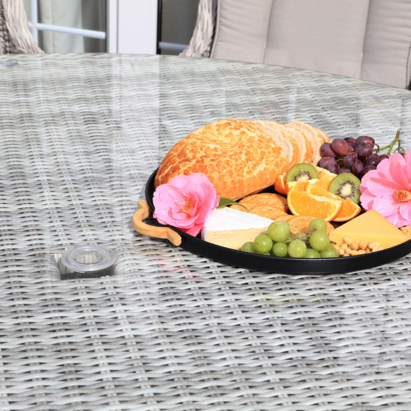Bordeaux Rattan - 8 Seater Set with 165 cm Round Table (White Washed)