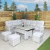 Bordeaux rattan casual corner dining set with adjustable table white washed