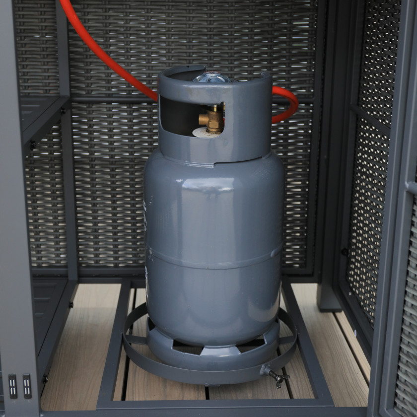 Cannes - 6 Seater Rectangular Bar Set with Firepit (Grey)