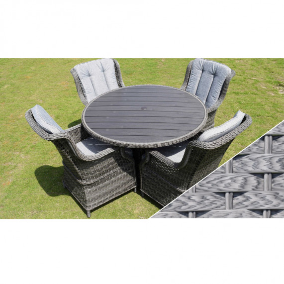 Boston 4 seat round set polywood light grey