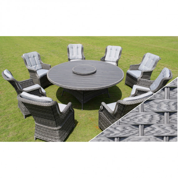 Boston 8 seat round set polywood light grey