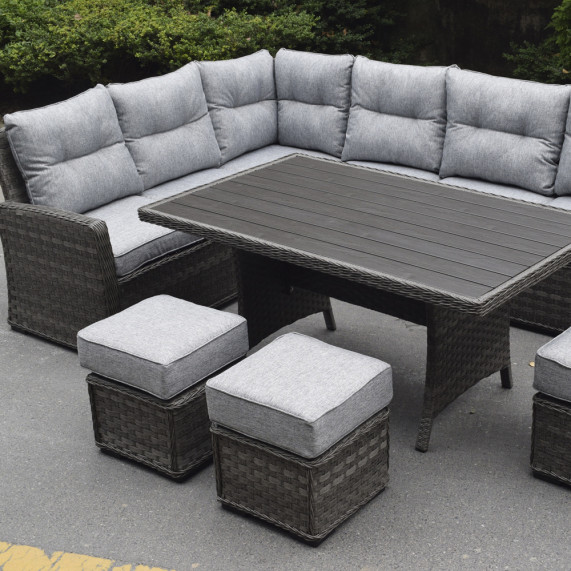 Boston casual sofa polywood dining set dark grey