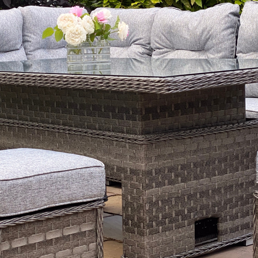 Boston - Casual Dining Set with Rising Table (Dark Grey)