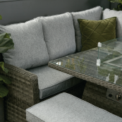 Boston corner sofa set with square fire pit table dark grey