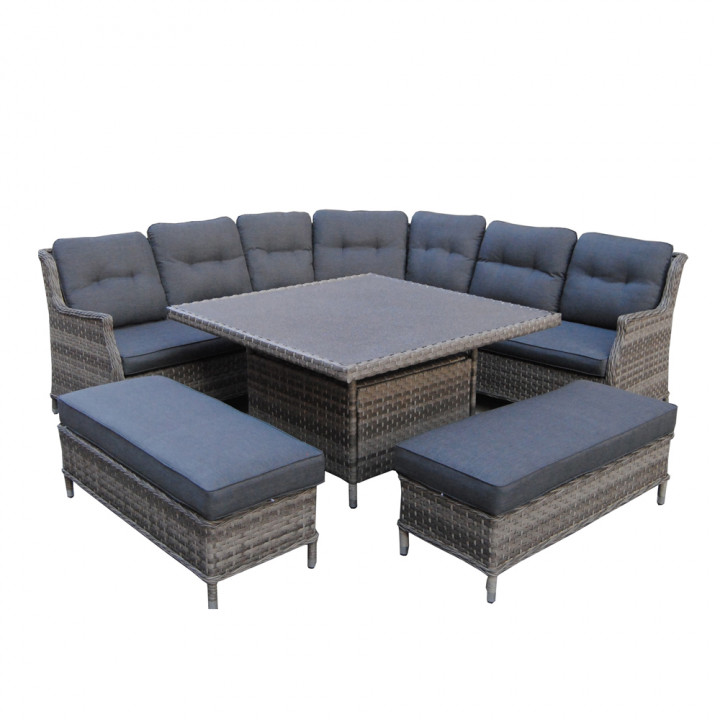Prague square casual dining set grey