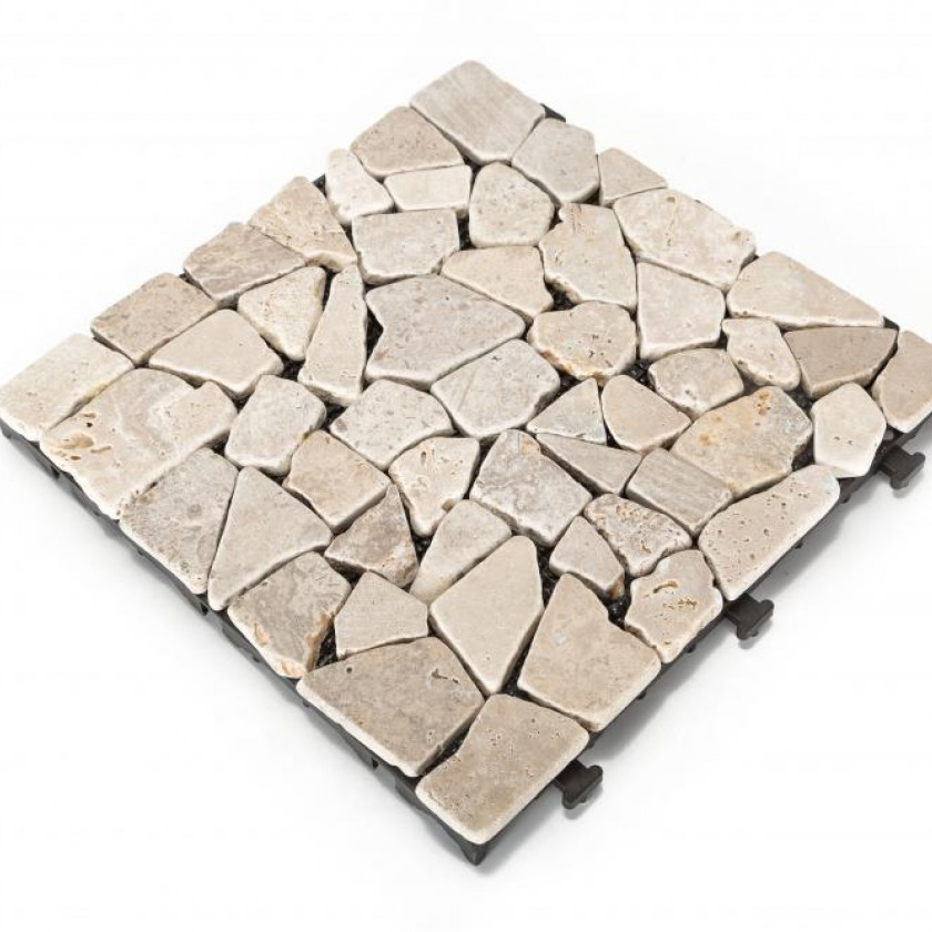 Mosaic Travertine Decking Tile (Pack of 6)