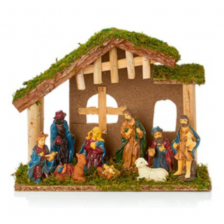 9 piece 30cm wooden nativity polyresin characters