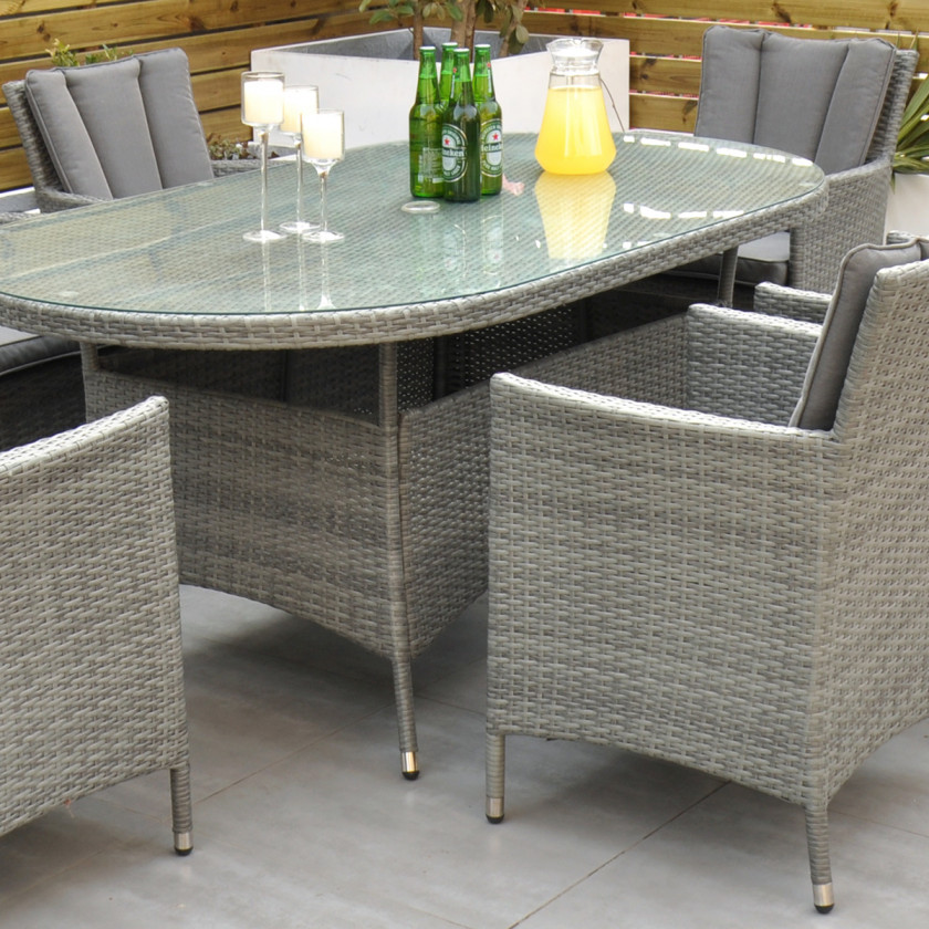 Cuba -  6 Seat Set with Oval Table (Light Grey)