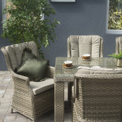 Hampton 6 seat set with rectangle table sand colour cushions