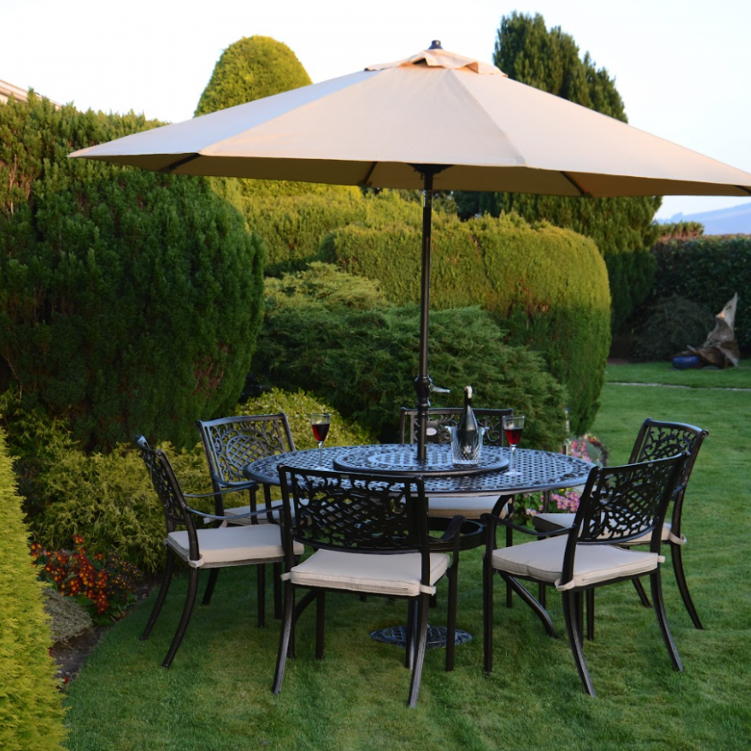 Lyon - 6 Seat Set with 150cm Round Table & Lazy Susan (Bronze)