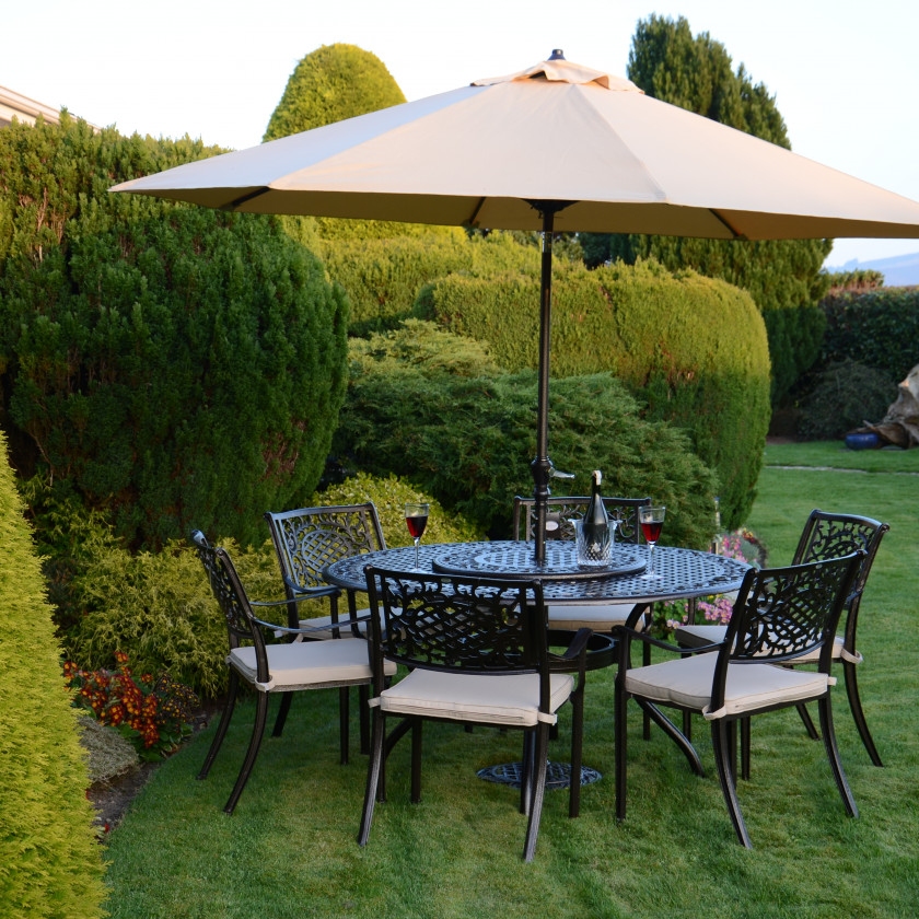 Lyon - 6 Seat Set with 150cm Round Table & Lazy Susan (Bronze)