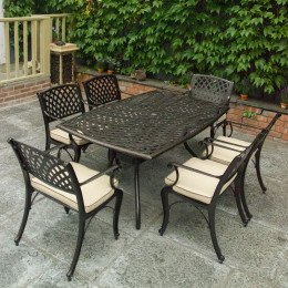 Fitzhenry 6 seat set with rectangular table bronze