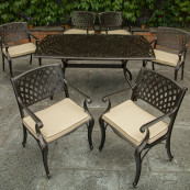 Fitzhenry 6 seat set with rectangular table bronze