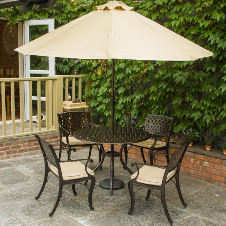 Fitzhenry 4 seat set with 122cm round table bronze