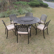 Fitzhenry 6 seat set with 150cm round table lazy susan bronze