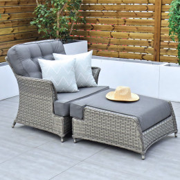 Bali armchair footstool cushions grey