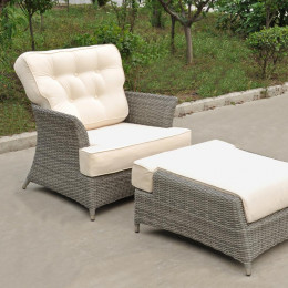 Oxford armchair with footstool light grey