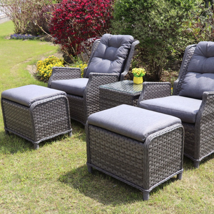 Bali recliner lounge companion set dark grey