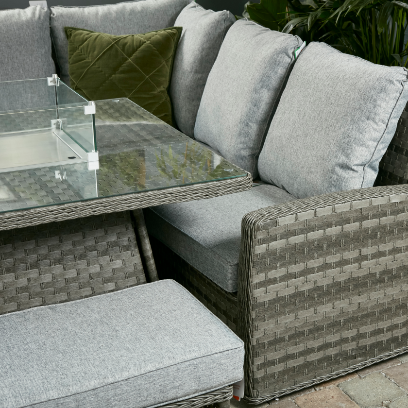 Bali - Corner Sofa Set with Square Firepit Table (Grey)