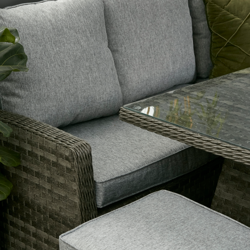 Bali - Corner Sofa Set with Square Firepit Table (Grey)