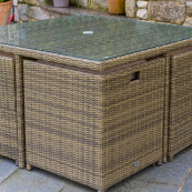 Chester 4 seat cube set with square table natural