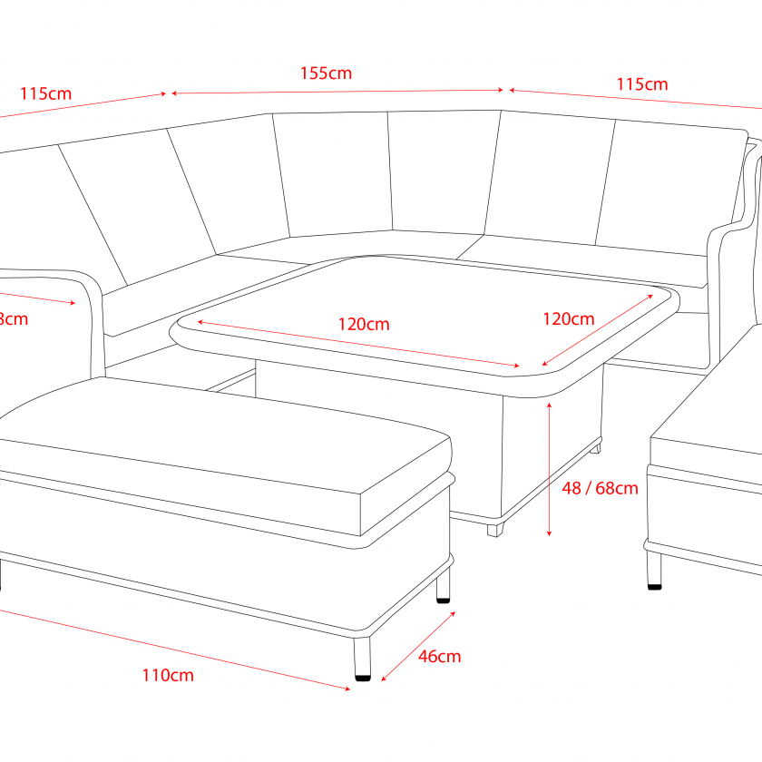 Vienna - Light Grey Large Corner Sofa Set