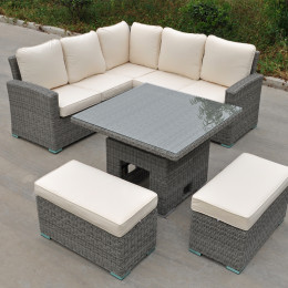 Rw corner sofa set with rectangular table dark grey