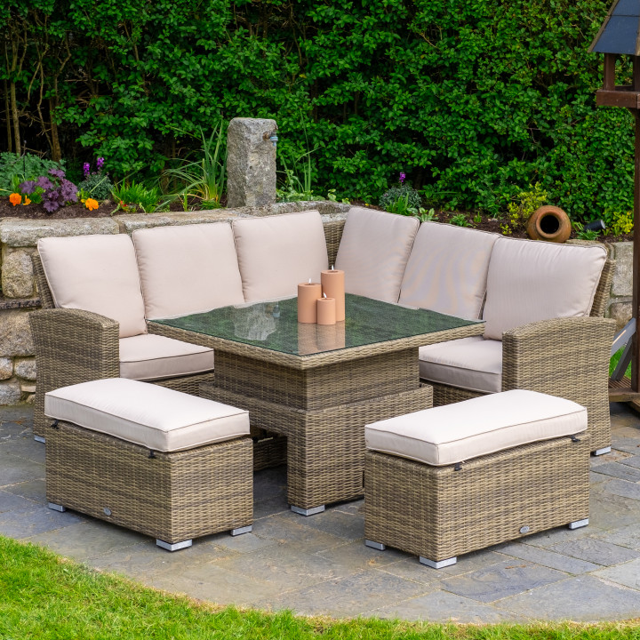 Rw corner sofa set with square table natural