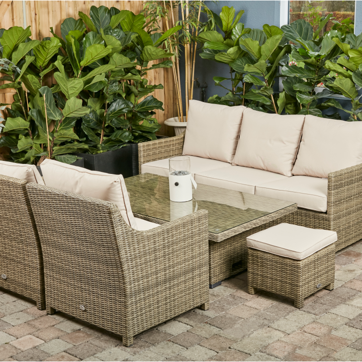 Dumont sofa set with rectangular rising table