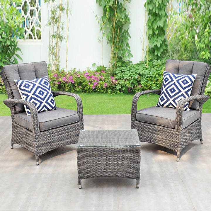 Rw 2 seat bistro set with square table dark grey